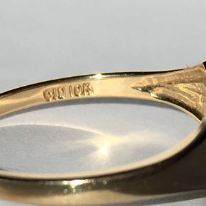 Aquamarine Ring. Modernist 10k Yellow Gold Setting. March Birthstone. 19th Anniversary. - Scotch Street Vintage