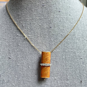 Art Deco Diamond Enamel Brooch in 14k Yellow Gold. Repuposed Necklace Pendant or Bracelet. - Scotch Street Vintage