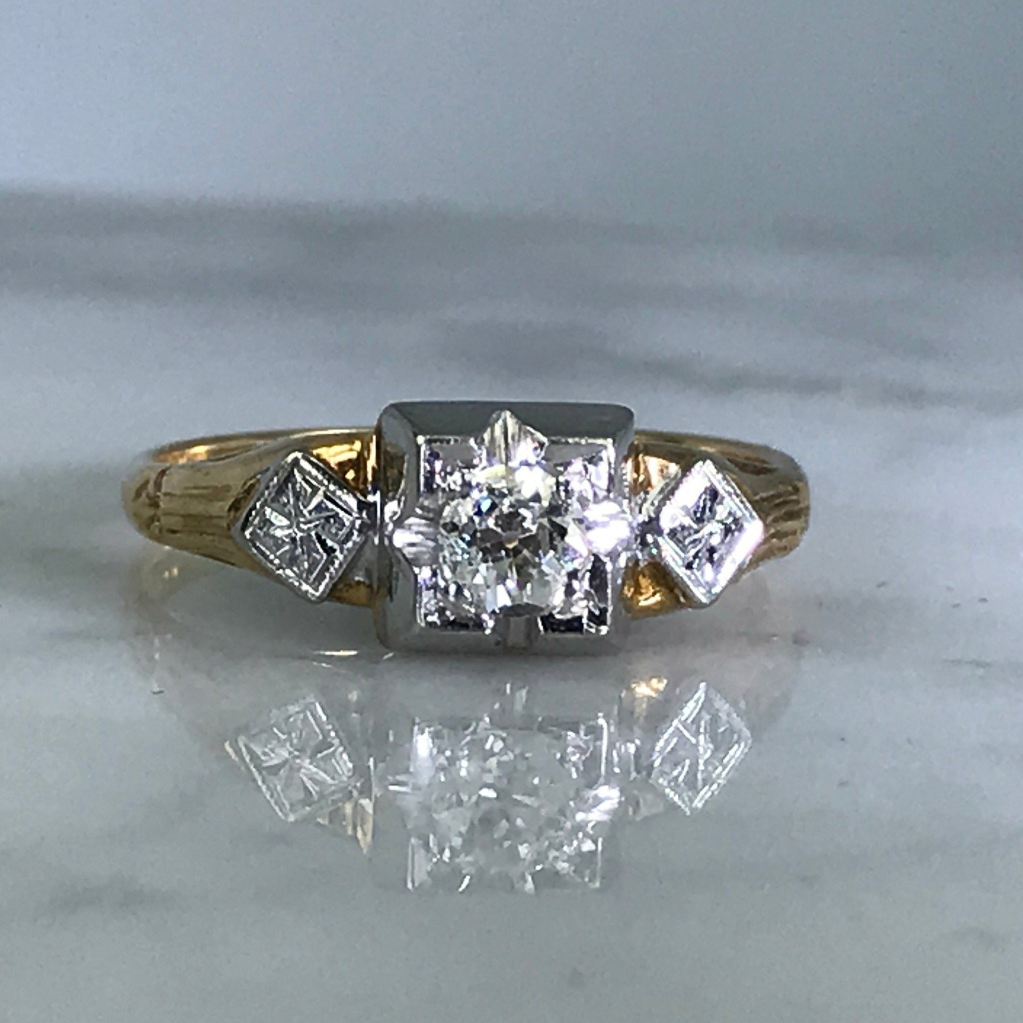 1920's Art Deco Platinum OEC Diamond & Sapphire Filigree Wedding Engag –  Olde Towne Jewelers