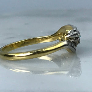 Art Deco Diamond Engagement Ring. 18K Gold and Platinum. April Birthstone. 10 Year Anniversary Gift. - Scotch Street Vintage