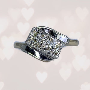 Art Deco Diamond Engagement Ring in 14K Gold. 10 Year Anniversary Gift. Estate Fine Jewelry. - Scotch Street Vintage