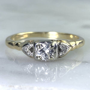 Art Deco Diamond Engagement Ring in 14K Gold. Unique Engagement Ring. 1920s Proposal Ring - Scotch Street Vintage