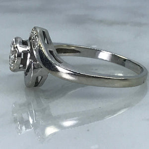 Art Deco Diamond Engagement Ring in 14K White Gold. April Birthstone. 10 Year Anniversary Gift. - Scotch Street Vintage