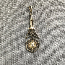 Load image into Gallery viewer, Art Deco Diamond Pendant. 14K White Gold Filigree. April Birthstone. 10th Anniversary Gift. - Scotch Street Vintage