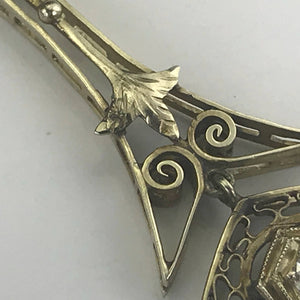 Art Deco Diamond Pendant. 14K White Gold Filigree. April Birthstone. 10th Anniversary Gift. - Scotch Street Vintage