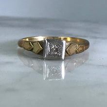 Load image into Gallery viewer, Art Deco Diamond Promise Ring. 18K Gold and Platinum Setting. April Birthstone. 10 Year Anniversary. - Scotch Street Vintage