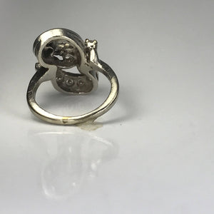 Art Deco Diamond Statement Ring. 14K White Gold. April Birthstone. 10 Year Anniversary. Appraised. - Scotch Street Vintage