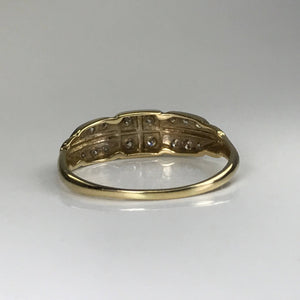 Art Deco Diamond Wedding Band. 14K Gold. April Birthstone. 10th Anniversary Gift. Stacking Ring. - Scotch Street Vintage