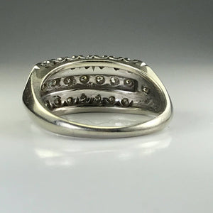 Art Deco Diamond Wedding Band. 14K Gold. April Birthstone. 10th Anniversary. Stacking Ring. - Scotch Street Vintage