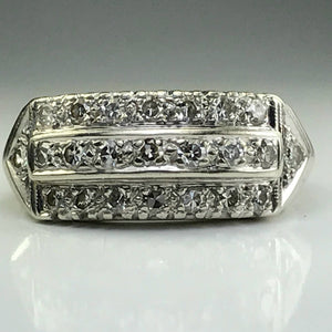 Art Deco Diamond Wedding Band. 14K Gold. April Birthstone. 10th Anniversary. Stacking Ring. - Scotch Street Vintage