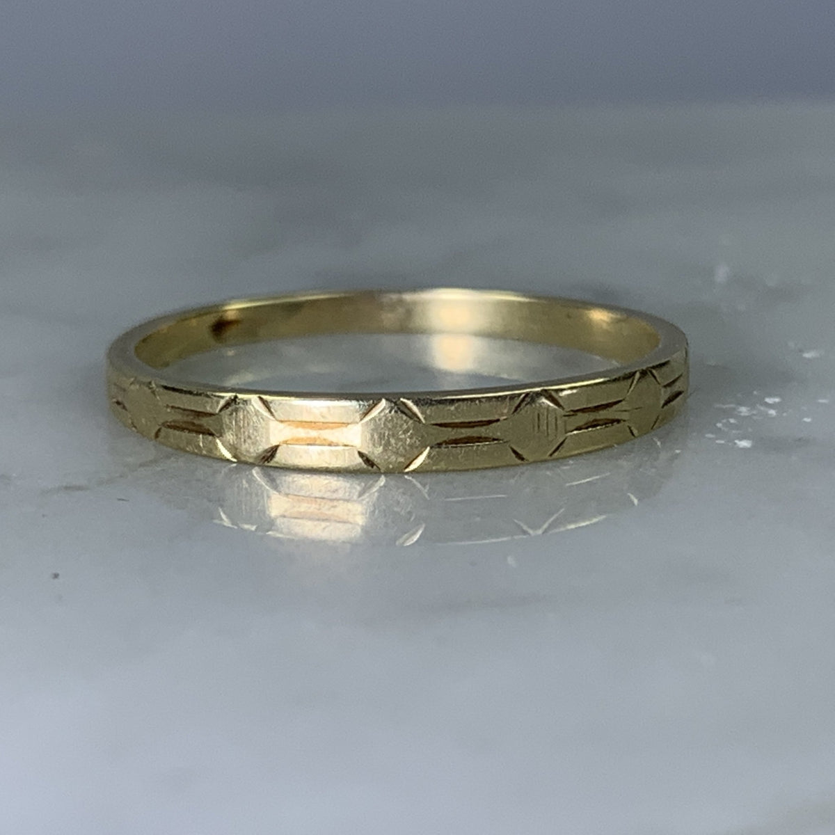 Art Deco Yellow Gold Wedding Band by Kaynar. Perfect Wedding Ring, Thu