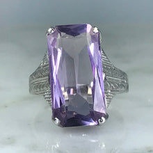 Load image into Gallery viewer, Art Nouveau Amethyst Ring. 14K White Gold. February Birthstone. 6th Anniversary Gift. 1900s - Scotch Street Vintage
