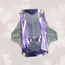 Load image into Gallery viewer, Art Nouveau Amethyst Ring. 14K White Gold. February Birthstone. 6th Anniversary Gift. 1900s - Scotch Street Vintage