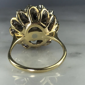 Copy of Vintage Diamond Cluster Ring in 14K Gold Starburst Setting. April Birthstone. 10 Anniversary Gift. - Scotch Street Vintage