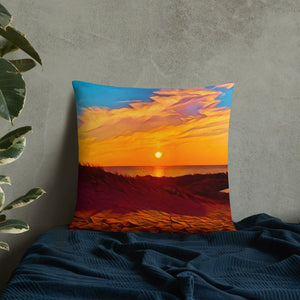 Decorative Pillow with Sunset Design. Home Décor with Beach Photography Art. Lake Michigan Shoreline at Ludington State Park. - Scotch Street Vintage
