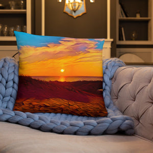 Decorative Pillow with Sunset Design. Home Décor with Beach Photography Art. Lake Michigan Shoreline at Ludington State Park. - Scotch Street Vintage
