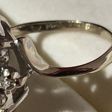 Load image into Gallery viewer, Diamond Cluster Ring . 14K White Gold. Unique Engagement. April Birthstone. 10 Year Anniversary. - Scotch Street Vintage