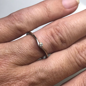 Diamond Promise Ring. 14K White Gold. Stacking Ring. April Birthstone. 10 Year Anniversary. - Scotch Street Vintage
