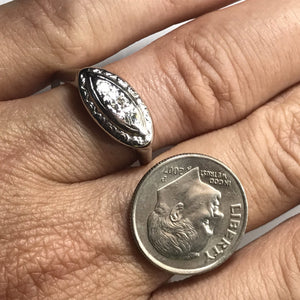 Diamond Shield Cluster Ring. 14K White Gold. April Birthstone. 10 Year Anniversary. - Scotch Street Vintage