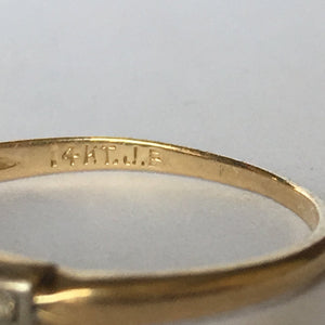 Diamond Wedding Band. 14K Gold. April Birthstone. 10th Anniversary Gift. Stacking Ring. - Scotch Street Vintage