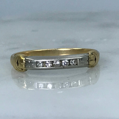 Diamond Wedding Band. 14K Gold. April Birthstone. 10th Anniversary Gift. Stacking Ring. - Scotch Street Vintage