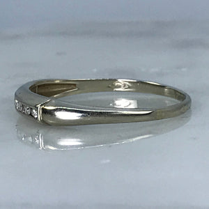 Diamond Wedding Band. 14K White Gold. April Birthstone. 10th Anniversary. Stacking Ring. - Scotch Street Vintage