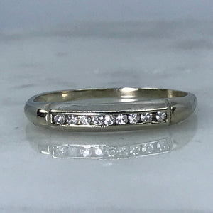 Diamond Wedding Band. 14K White Gold. April Birthstone. 10th Anniversary. Stacking Ring. - Scotch Street Vintage