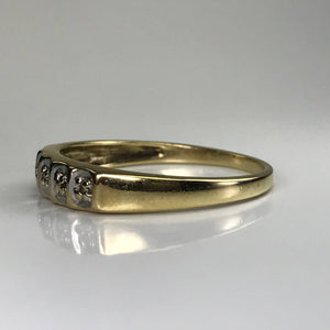 Diamond Wedding Band or Stacking Ring. 10K Yellow Gold. April Birthstone. 10th Anniversary. - Scotch Street Vintage