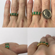 Load image into Gallery viewer, Emerald Diamond Cluster Ring. 14K Yellow Gold. May Birthstone. 20th Anniversary. Appraised. - Scotch Street Vintage