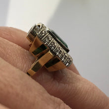 Load image into Gallery viewer, Emerald Diamond Ring. 18K Gold. Bow Tie Design. May Birthstone. 20th Anniversary Gift. - Scotch Street Vintage