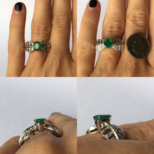 Load image into Gallery viewer, Emerald Diamond Ring. Art Nouveau. 18K White Gold. May Birthstone. 20th Anniversary. APPRAISED - Scotch Street Vintage