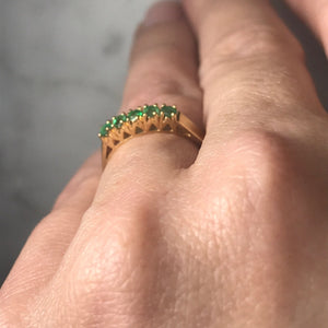 Emerald Wedding Band or Stacking Ring in 14K Yellow Gold. Estate Jewelry. May Birthstone. - Scotch Street Vintage