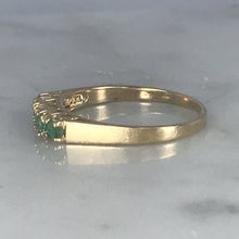 Load image into Gallery viewer, Emerald Wedding Band or Stacking Ring in 14K Yellow Gold. Estate Jewelry. May Birthstone. - Scotch Street Vintage