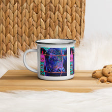 Load image into Gallery viewer, Enamel Mug with Cow Artwork. Coffee Cup with Calf Digital Photograph Art. - Scotch Street Vintage