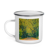 Load image into Gallery viewer, Enamel Mug with Fall Street Scene from Upper Arlington, OH. Autumn Tree Artwork - Scotch Street Vintage