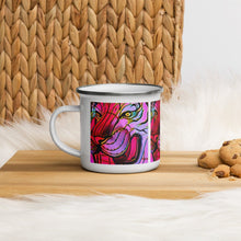 Load image into Gallery viewer, Enamel Mug with Lunar New Year Tiger Artwork. Coffee Cup with Vibrant Lantern Photo Art - Scotch Street Vintage