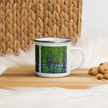 Load image into Gallery viewer, Enamel Mug with Spring Trees and Cardinal Design. Coffee Cup with Bright Red Bird. - Scotch Street Vintage