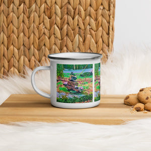 Enamel Mug with Zen Rock Stacking Art Photo. Coffee Cup with Stone Tower. Perfect Gift for the Coffee Lover - Scotch Street Vintage
