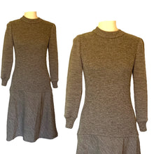 Load image into Gallery viewer, Gray Knit Drop Waist Dress Perfect for Fall. Easy to Dress Up or Down. 1970s Bill Blass - Scotch Street Vintage