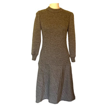 Load image into Gallery viewer, Gray Knit Drop Waist Dress Perfect for Fall. Easy to Dress Up or Down. 1970s Bill Blass - Scotch Street Vintage