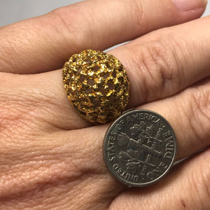 Vintage 18k Gold Dome Statement Ring. Size 5 1/4 US. 5.5 Grams. Circa 1970. One of a Kind Ring