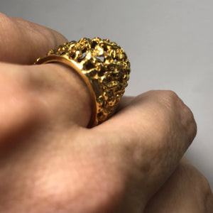 Vintage 18k Gold Dome Statement Ring. Size 5 1/4 US. 5.5 Grams. Circa 1970. One of a Kind Ring