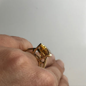 Vintage Citrine Ring. 10K Yellow Gold. Engagement Ring. November Birthstone. 13th Anniversary Gift.