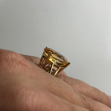 Load image into Gallery viewer, Vintage Citrine Ring. 10K Yellow Gold. Engagement Ring. November Birthstone. 13th Anniversary Gift.