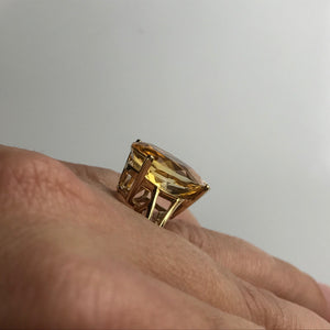 Vintage Citrine Ring. 10K Yellow Gold. Engagement Ring. November Birthstone. 13th Anniversary Gift.