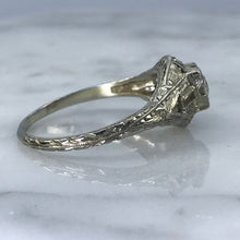 Load image into Gallery viewer, Art Deco Diamond Engagement Ring. 18K White Gold. April Birthstone. 10 Year Anniversary Gift.