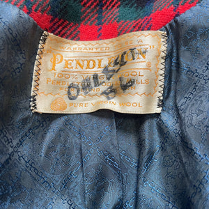 Vintage Red Christmas Plaid Wool Coat by Pendleton. Warm Stylish Winter Coat. 1950s Fashion.