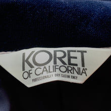 Load image into Gallery viewer, 1970s Blue Velvet Blazer by Koret. Perfect Statement Piece for Fall. Sustainable Fashion.
