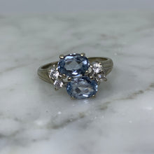 Load image into Gallery viewer, Vintage Tanzanite and Topaz Ring in a 10k White Gold. December Birthstone. 24th Anniversary Gift