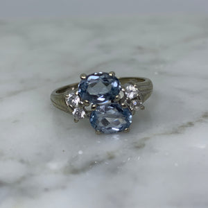 Vintage Tanzanite and Topaz Ring in a 10k White Gold. December Birthstone. 24th Anniversary Gift